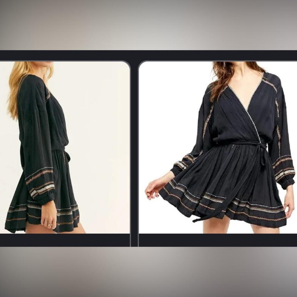 Free People Delilah Embroidered Wrap Mini Dress